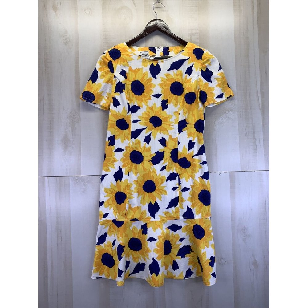 Vintage Gigi By Gillian Sunflower Short Sleeve Cotton Dress 90s Womens 4-10315